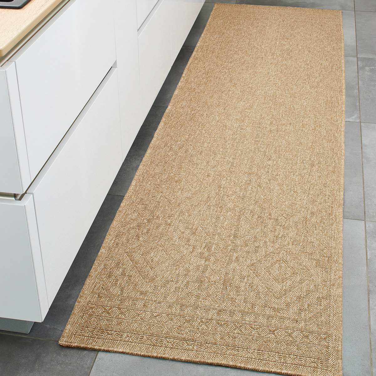 Nature - tapis aspect jute à motifs losanges beige