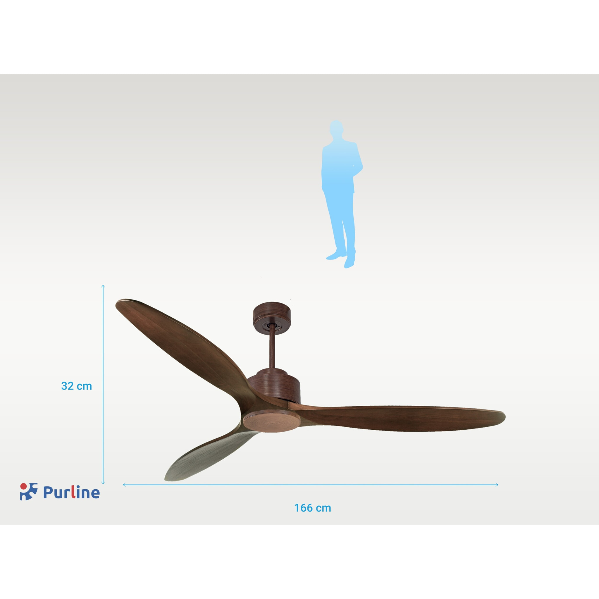 Ventilateur de plafond ø166 cm avec Wifi Réversible Hypersilence 40   W brun