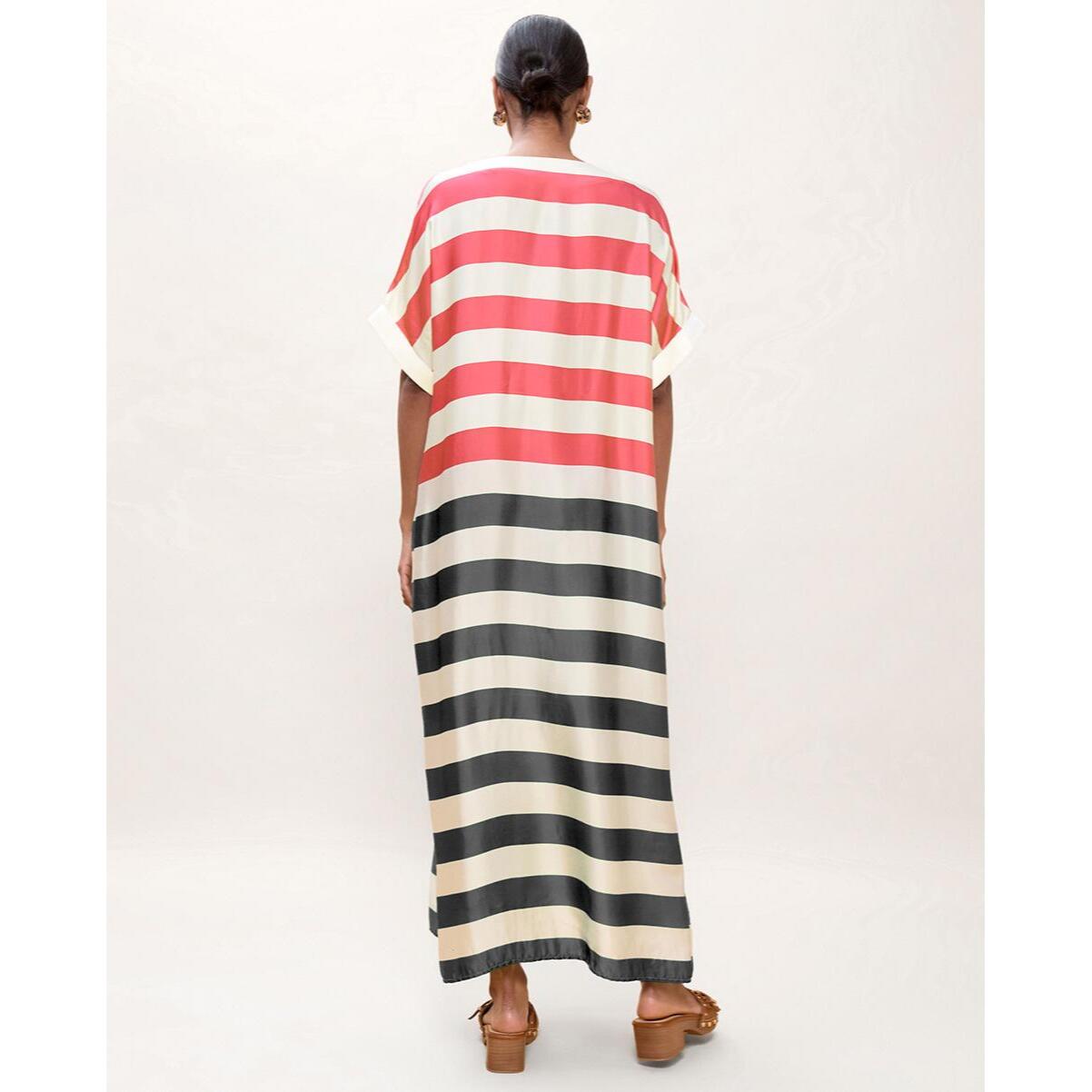 Abito lungo a righe tricolori