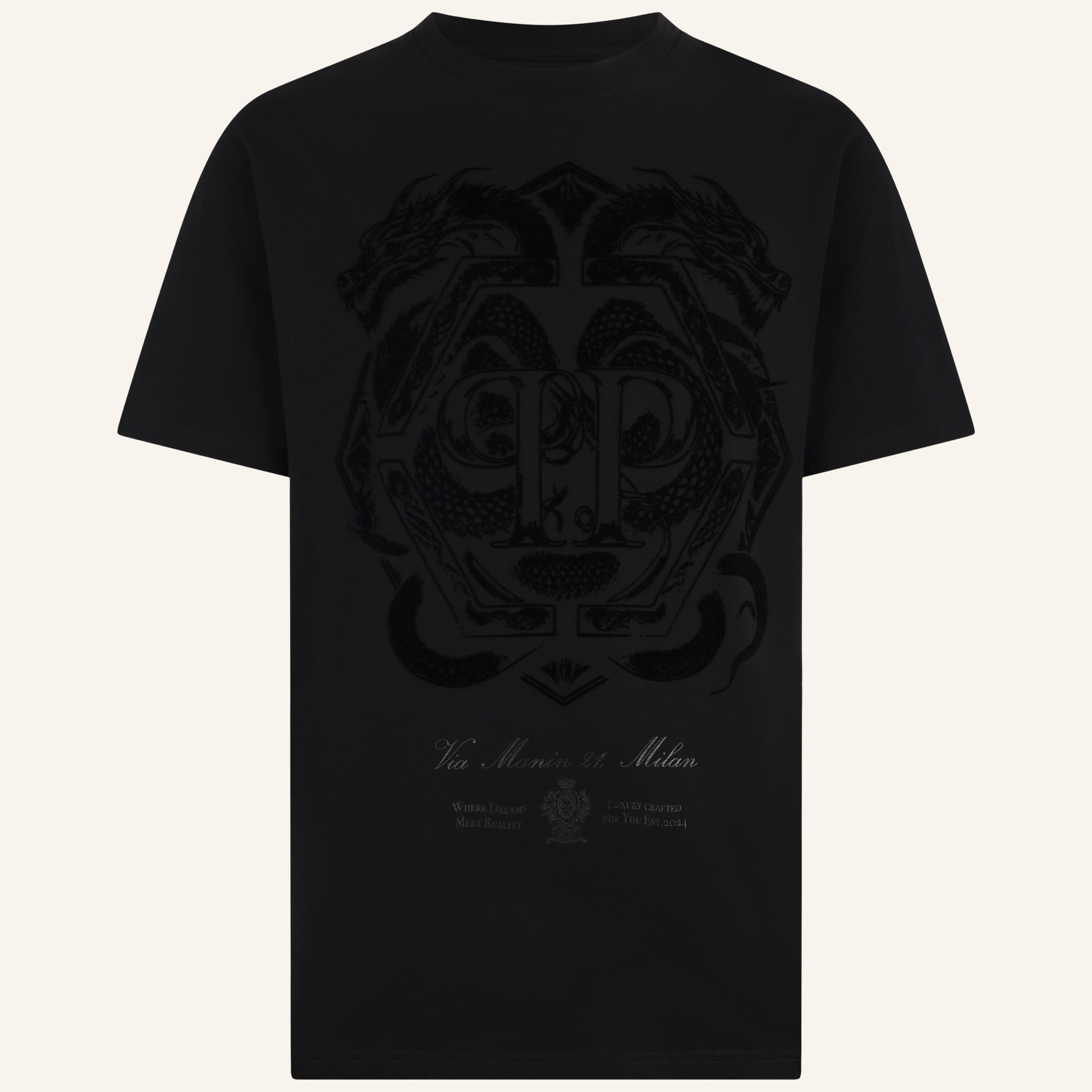 PHILIPP PLEIN Printed Round Neck T-Shirt Dragon