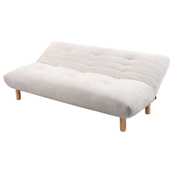 Soan - Banquette 3 places convertible clic-clac en velours texturé - Beige