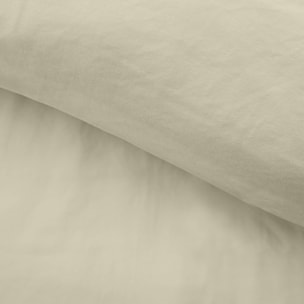 Parure de lit 3 pièces en microfibre unie lavée housse + taies - Ivoire