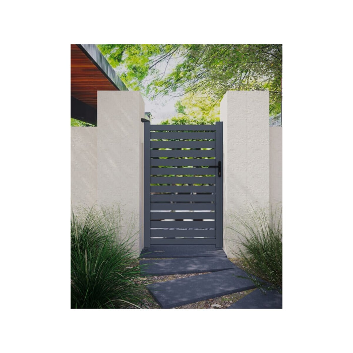 Portillon aluminium semi-ajouré "Matthieu" - 100 x 140 cm  - Gris