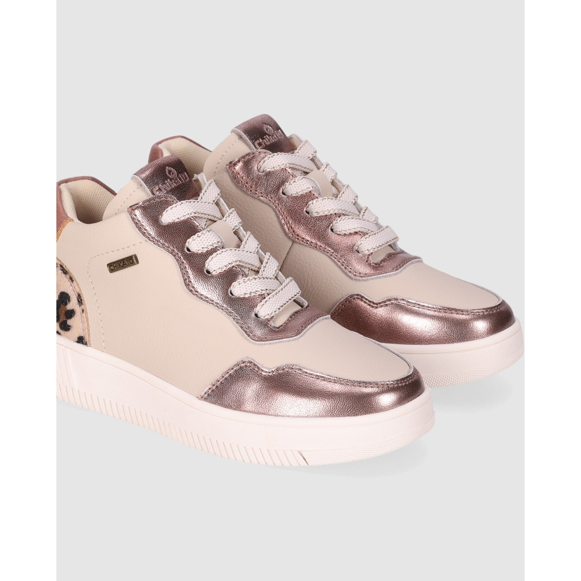 Deportivos de Piel - Beig - Tacón: Bajo