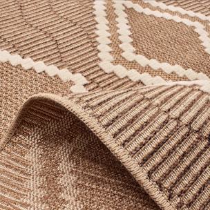 Tulum - Tapis effet jute motif géométrique marron