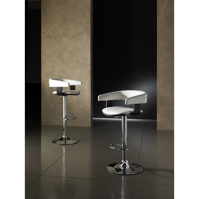 Tabouret Tomasucci CASTING, en acier et similicuir, blanc