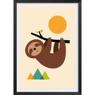 Affiche  slow life Affiche + cadre en bois - Noir