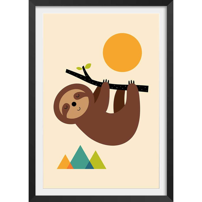 Affiche  slow life Affiche + cadre en bois - Noir