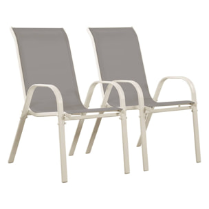 Fauteuil jardin Textilène "Cordoba" - Phoenix - Gris clair - Lot de 2