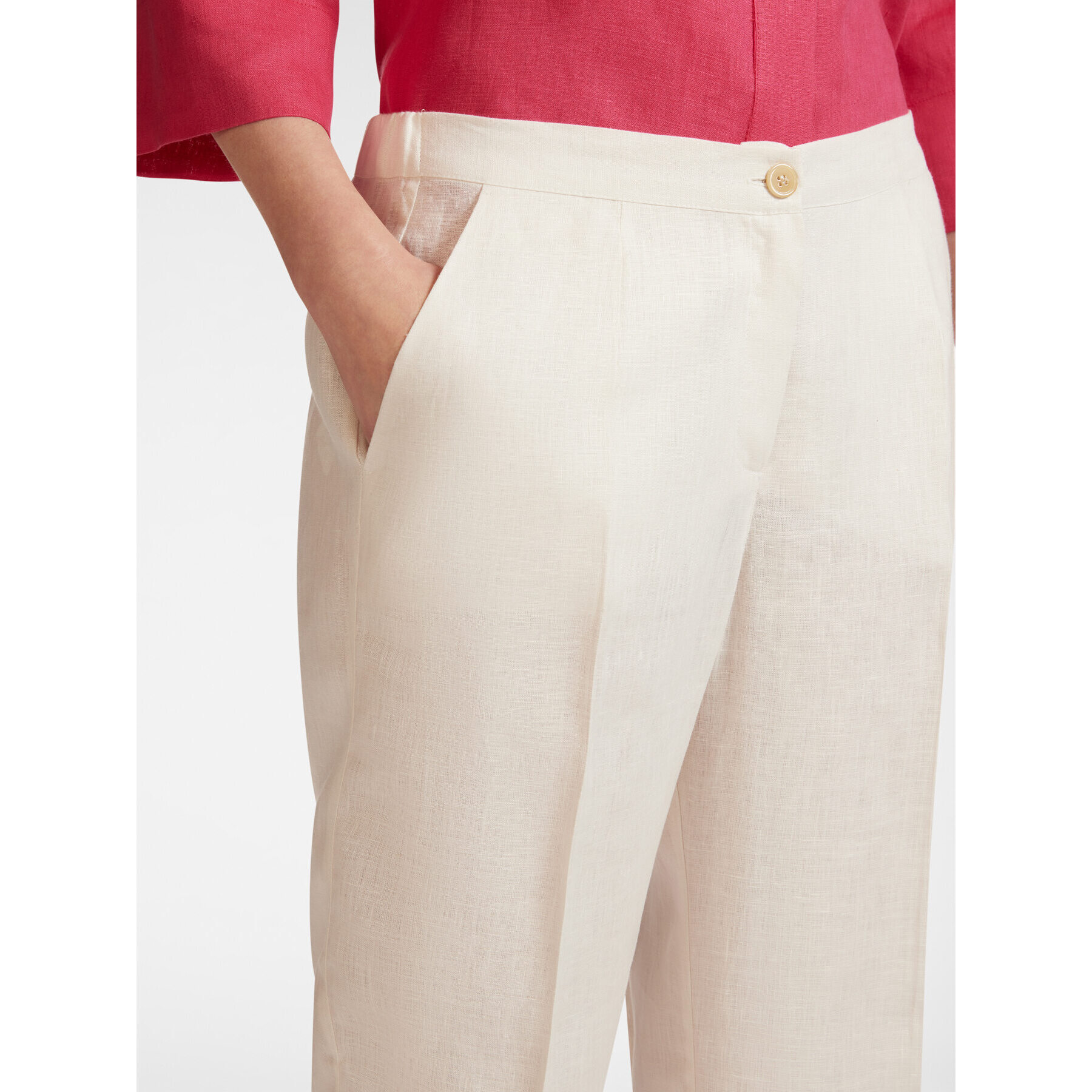 Elena Mirò - Pantaloni relaxed fit in lino - Bianco