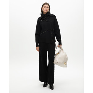 Pantaloni dritti con borchie laterali