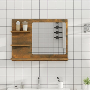 Miroir de salle de bain avec rangements - Marron chocolat