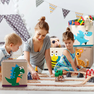 Boîte de rangement en tissu pour enfant "dinosaure vert foncé", compatible Ikea Kallax Lifeney