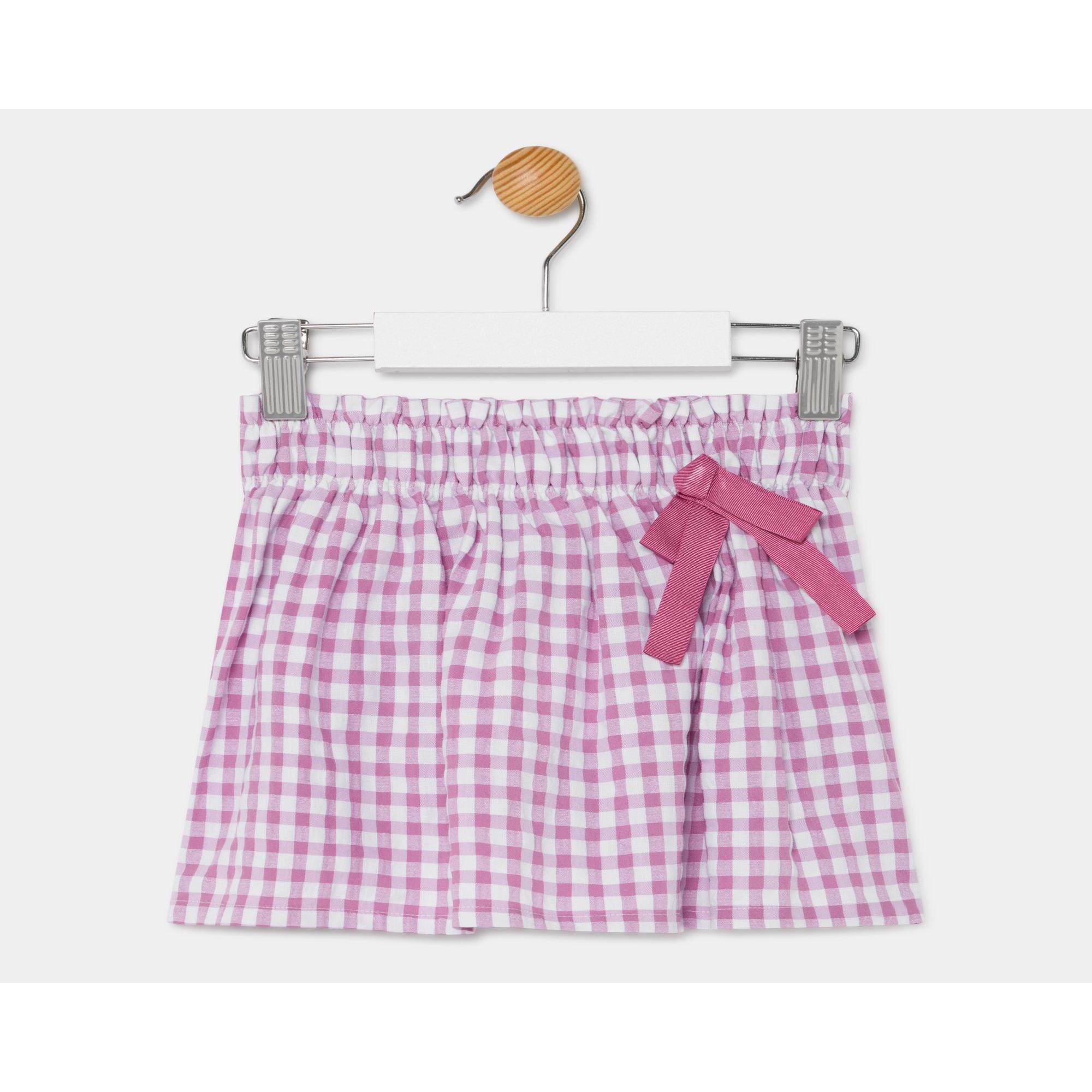 FALDA VICHY ROSA CON LAZO