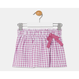 FALDA VICHY ROSA CON LAZO