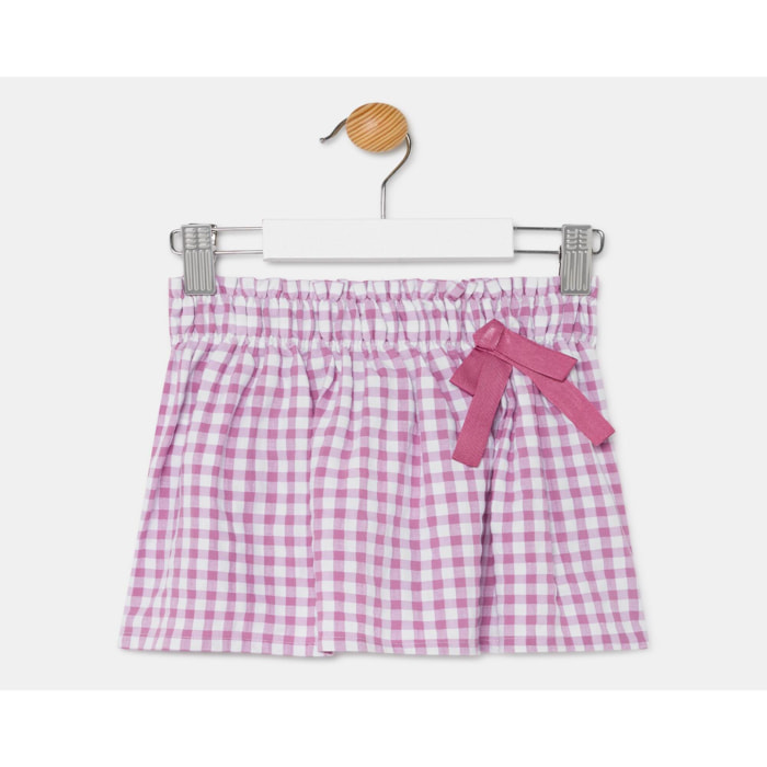 FALDA VICHY ROSA CON LAZO