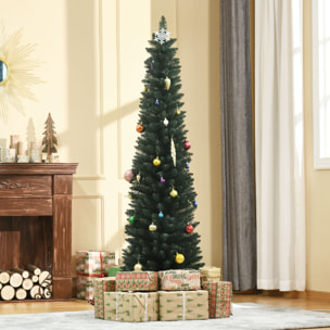 Sapin de Noël artificiel mince dia. 56xH.180 cm 380 branches grand réalisme support métal pliable antidérapant