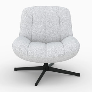 Fauteuil pivotant en tissu bouclé gris chiné - Elvis