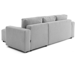 Livy - canapé d'angle réversible 4 places convertible avec coffre en tissu bouclette - Gris clair