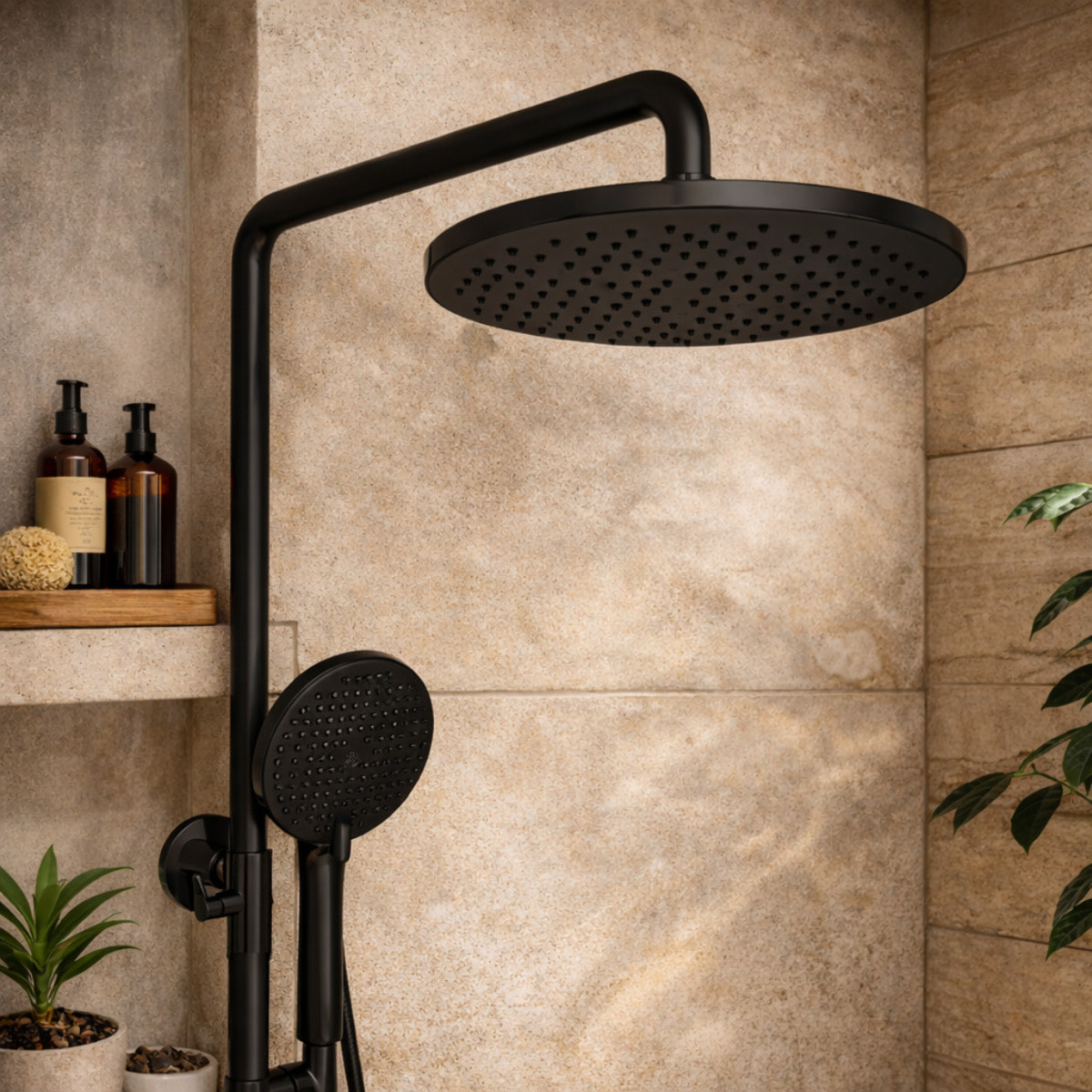 Columna de Ducha | Termostatica | Negra | con Grifo | Monomando | Altura Ajustable | Alday