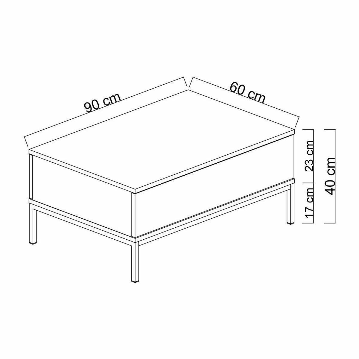 Tavolino da salotto Dfiamozz, Tavolo basso da caffè, Portariviste per divano, Ripiano da soggiorno, 90x60h40 cm, Antracite e Argento