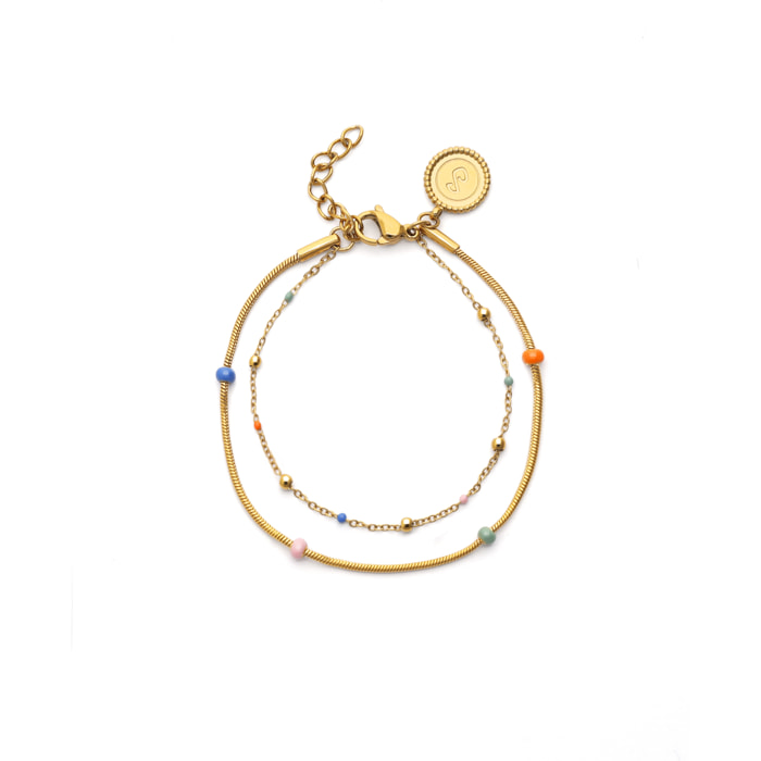 Bracciale Doble Carla Enamel Acciao Placcato Oro