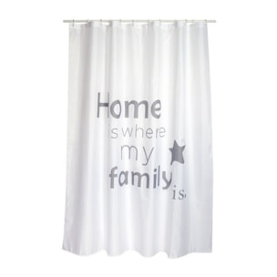 MSV Rideau de douche Polyester HOME 180x200cm QUALITE PREMIUM Gris & Blanc - Anneaux inclus