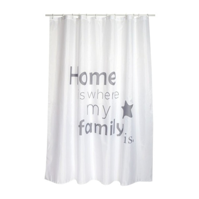 MSV Rideau de douche Polyester HOME 180x200cm QUALITE PREMIUM Gris & Blanc - Anneaux inclus
