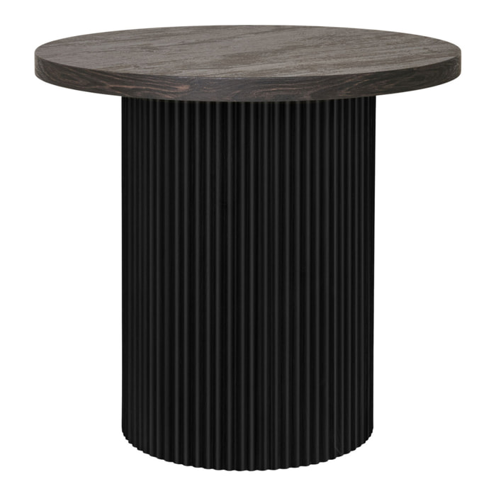 Tavolino d'appoggio Boavista marrone scuro con base a doghe ø48 cm