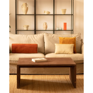 Mesa de centro de madera maciza en tono nogal de 110x45x74cm Alto: 45 Largo: 110 Ancho: 74