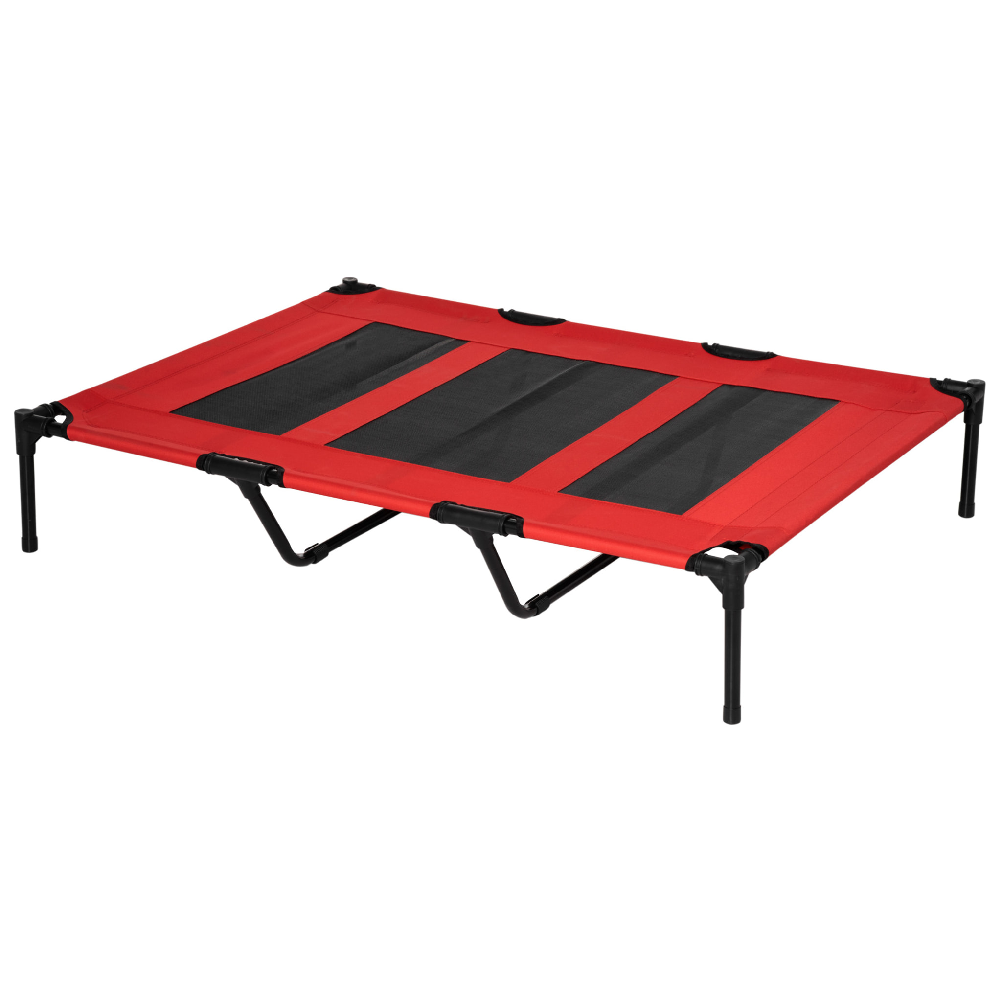 Cama Elevada para Perros y Gatos Transpirable Cama Mascotas Tela Oxford para Dormir Relajar en Interiores Exteriores 122x92x23 cm Rojo