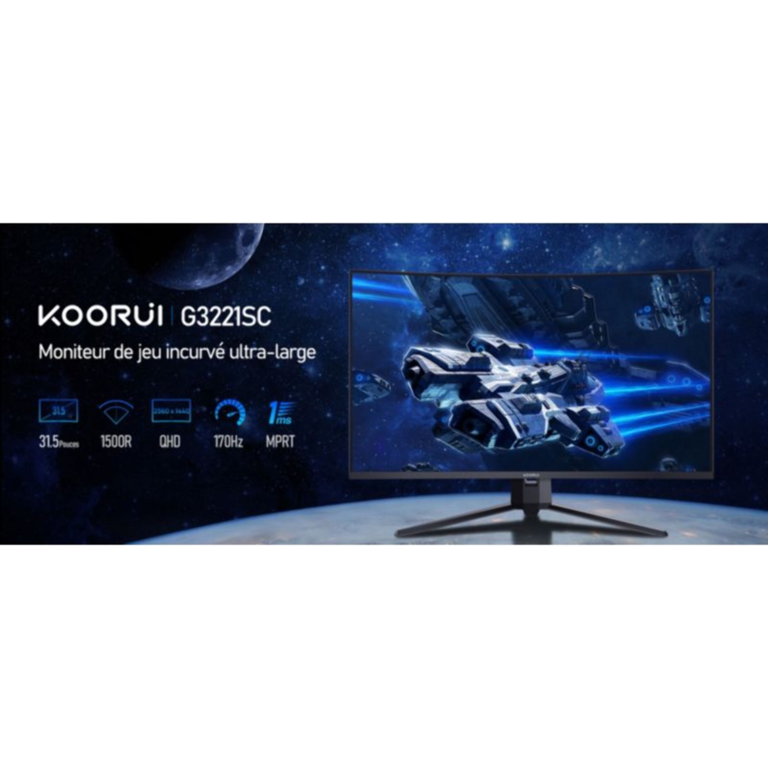Ecran PC Gamer KOORUI G3221SC 32" Incurvé 1500R QHD 170Hz VA HDR10