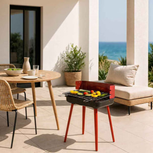Barbacoa Parrilla Rojo 35x28x44 Cm