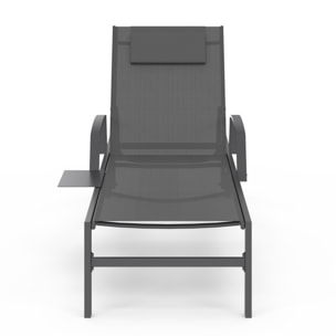 Transats inclinables Bornéo 5 positions avec tablette - lot de 2