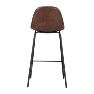 Chaise pour îlot central 65 cm en cuir synthétique marron - Henrik