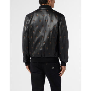 PHILIPP PLEIN Embroidered Nappa Leather Bomber Monogram Monogram