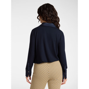 Elena Mirò - Polo en dos tejidos - Azul