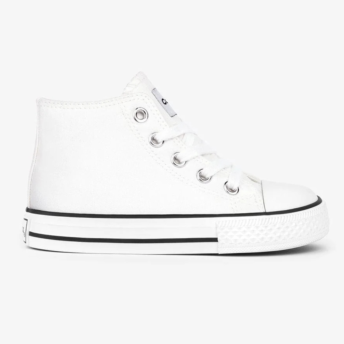 Unisex White Basic Hi-Top Sneakers Canvas