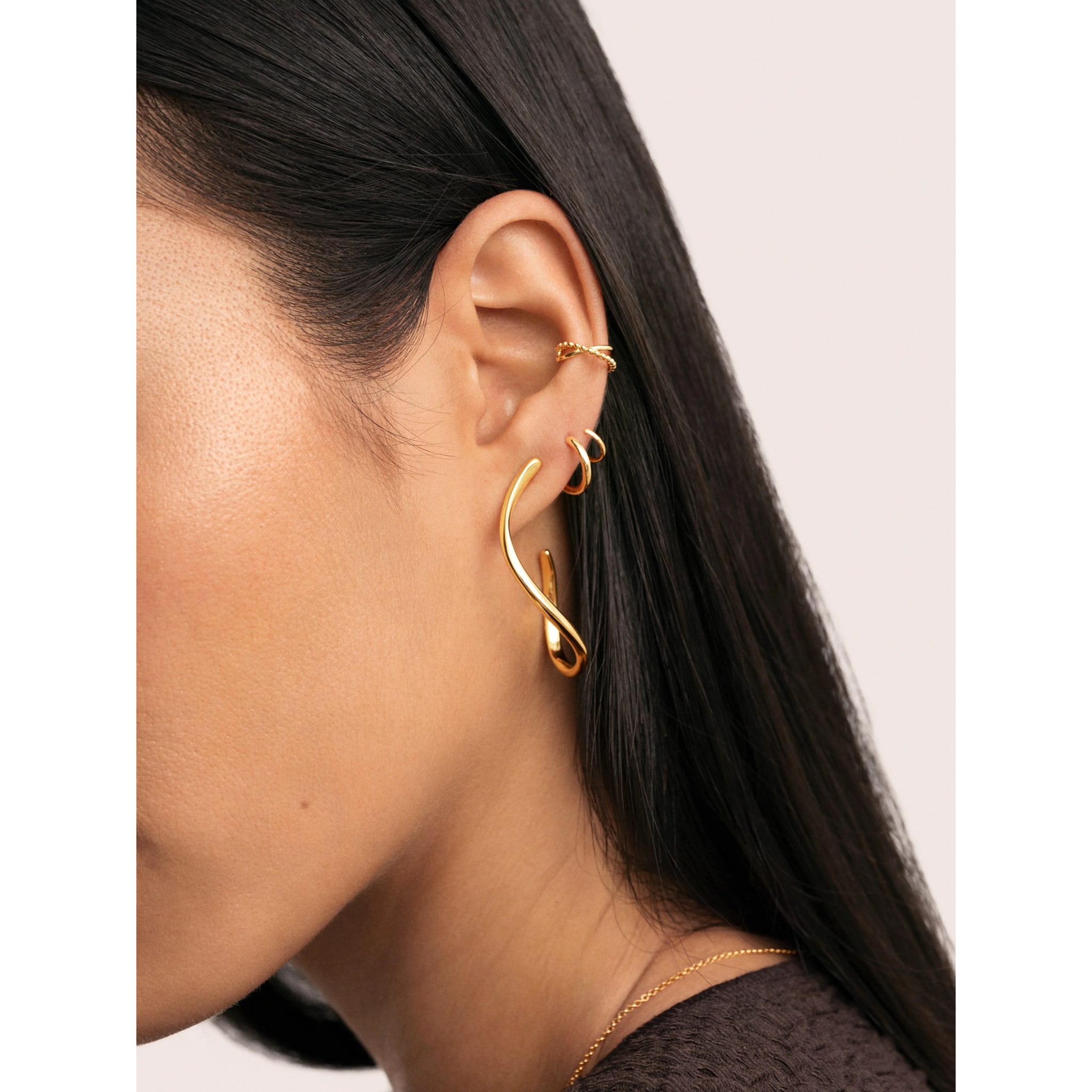 Orecchino Spiral Drop Argento Placcato Oro