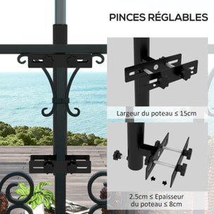 Fixation de parasol pour balcon pinces réglables garde-corps métal noir