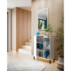 Mobile sottolavabo Argusto, Mobiletto da bagno, Contenitore porta lavabo, Armadio per lavandino, 77x24 h91 cm, Bianco