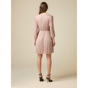 Oltre - Vestito corto lurex plissé - Rosa