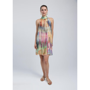 Abito corto con stampa multi-stripe