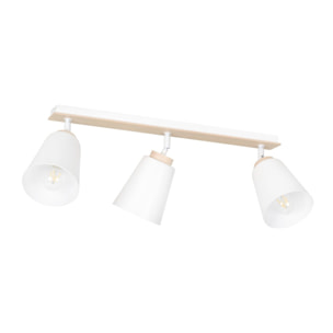 Faretto a soffitto ATLAS in acciaio bianco e legno naturale