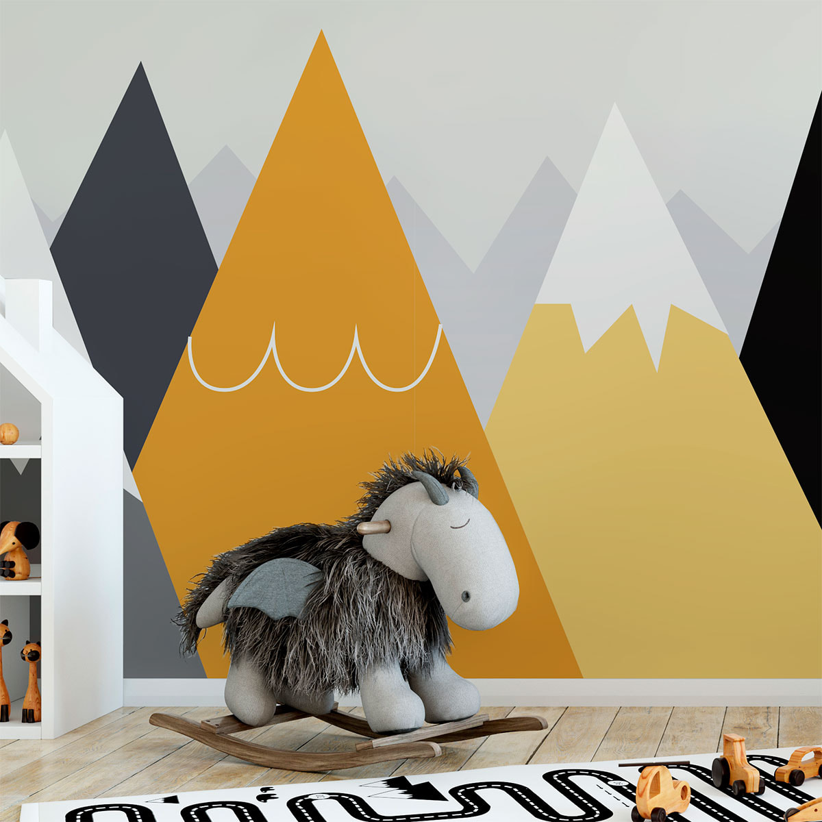 Stickers muraux enfants - Décoration chambre bébé - Autocollant Sticker mural géant enfant montagnes scandinaves LICAKA