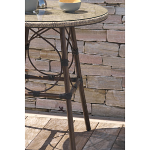 USHUAIA  - Table de jardin ronde en aluminium marron