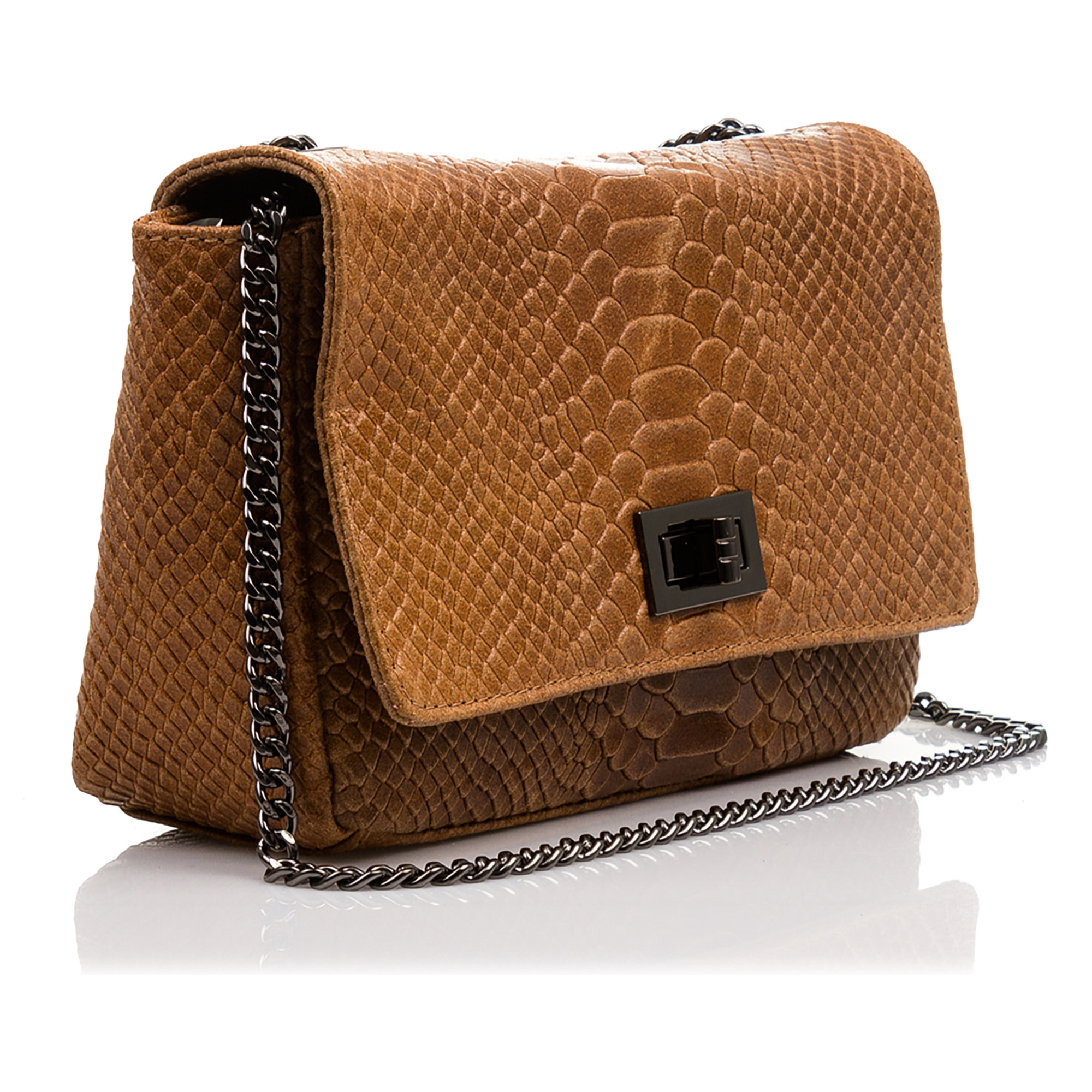 Dalida Borsa a tracolla Donna.Pelle autentica Camoscio Incisione Serpente