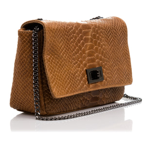 Dalida Borsa a tracolla Donna.Pelle autentica Camoscio Incisione Serpente