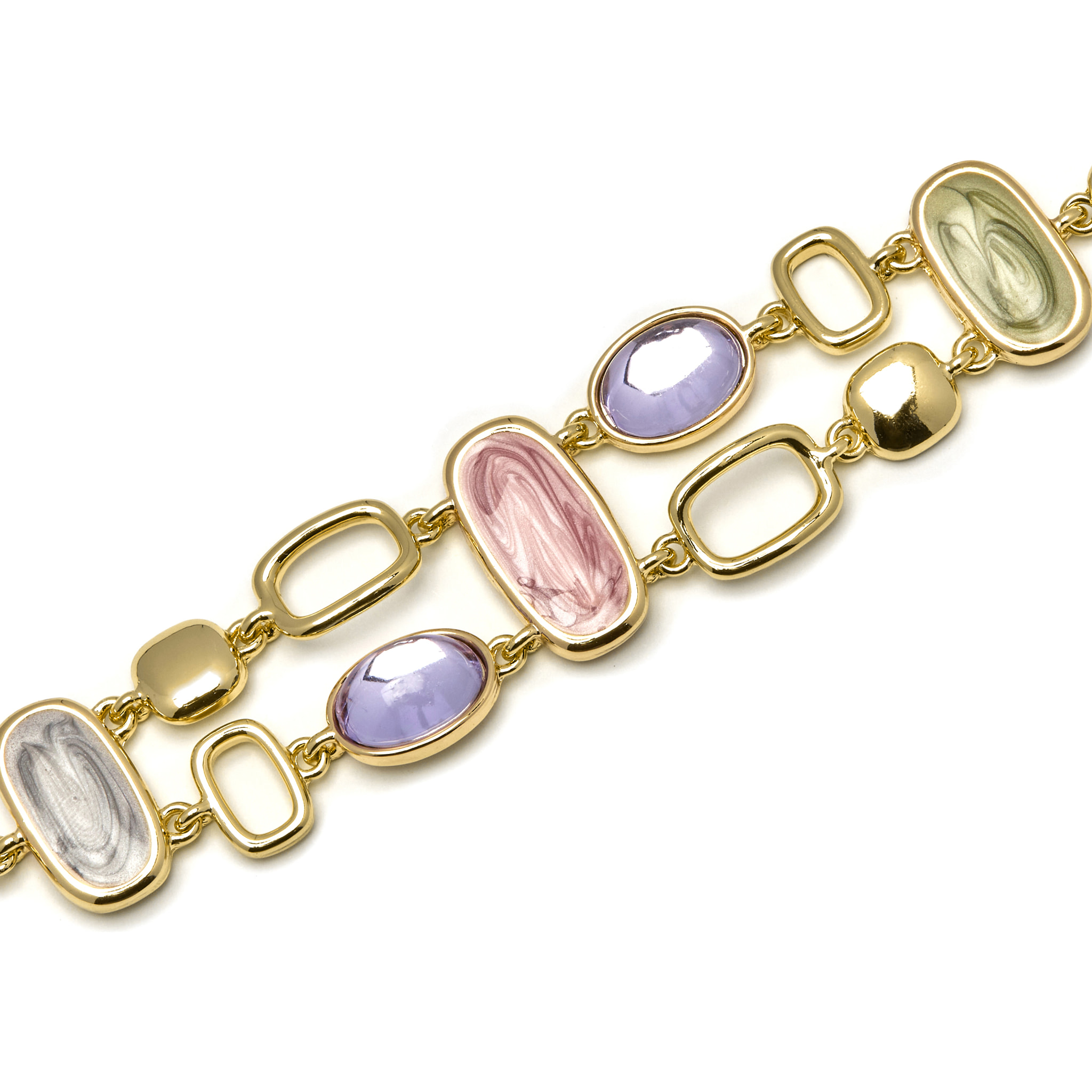 Pulsera con Lacado Multicolor acabado oro 18k