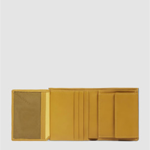 Piquadro Portafogli verticale in pelle con porta monete, porta carte di credito e protezione RFID